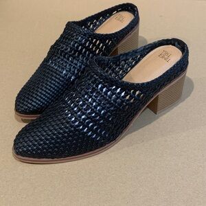 Black Woven Mules